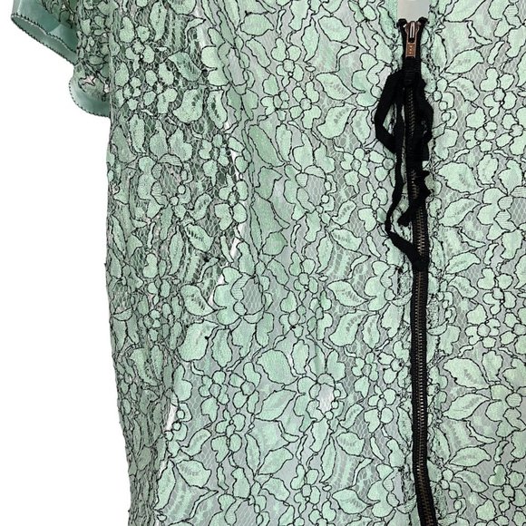 Ann Taylor Loft Green Lace Short Sleeve Sheer Dainty Floral Top Shirt Blouse  M - Picture 13 of 16